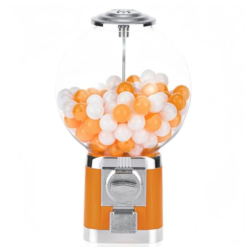 SHIOSH ガチャガチャ 本体 ガチャマシン レトロ 機械 100円硬貨用/コインは不要 楽しいカプセルマシン ガチャマシーン ドーム型 カプセルマシン 業務用 家庭用 楽しいカプセルマシン 幼稚園教育機関向けギフトマシン カプセル200個付き (黄色,