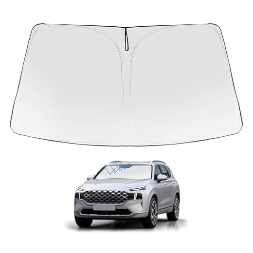 Front Windshield Sunshade Foldable Sun Visor Protector Custom Fit 2023 2022 2021 2020 2019 Hyundai Santa Fe, SE, SEL, SEL Plus, Limited, Ultimate Accessories 2023 Upgrade