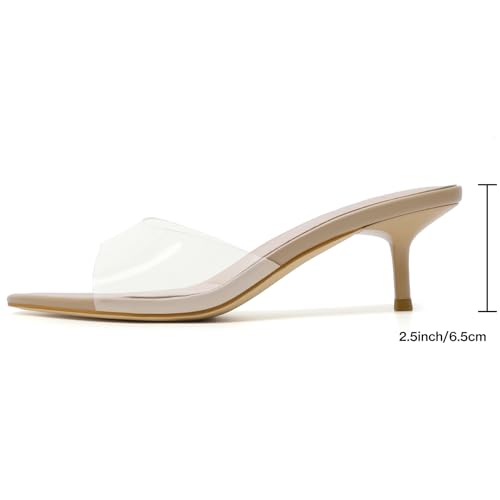 Image of Mostrin Kitten Heels for Women Pointed Toe Vintage Mules Heels Sexy Slip on Stiletto Backless Sandals for Party Wedding Daily
