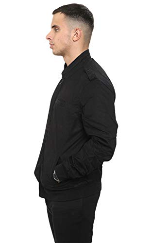 True Face Mens Jacket Zip Up Summer Lightweight Casual Ribbed Cuff Full Zipper Long Sleeve Outerwear Black Large - Image 3