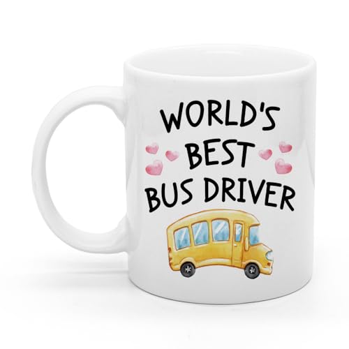 XQLZY World's Best Bus Driver Coffee Mug, School Bus Driver Coffee Cup, Bus Driver Gifts, Back To School Giving, Bus Driver Appreciation Gifts, Bus Driver End of Year Present