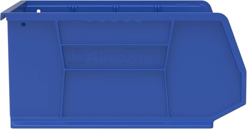 Image of Akro-Mils 30250 AkroBins Plastic Storage Bins, Space-Saving Stackable Bins for Garage, Pantry, Craft Organization, 15 inch x 16 inch x 7 inch, Blue, 6-Pack