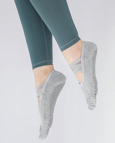 Image of SPENCIAL'S Women Non Slip Yoga Socks With Grips,Cotton Pilates Sports Athletic Dance Short Socks for Girls Ballet Pratice