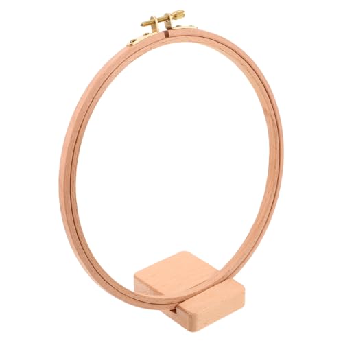 HAPINARY Oval Embroidery Bracket Vintage Craft Rack Handmade Sewing Pendant Stand Wood Base