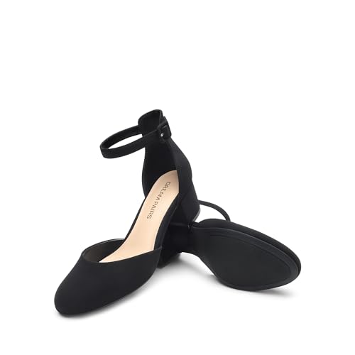 DREAM PAIRS Women's Closed Round Toe Low Block Heels Ankle Strap Chunky Heel Pumps Dress Wedding Office Party Shoes3