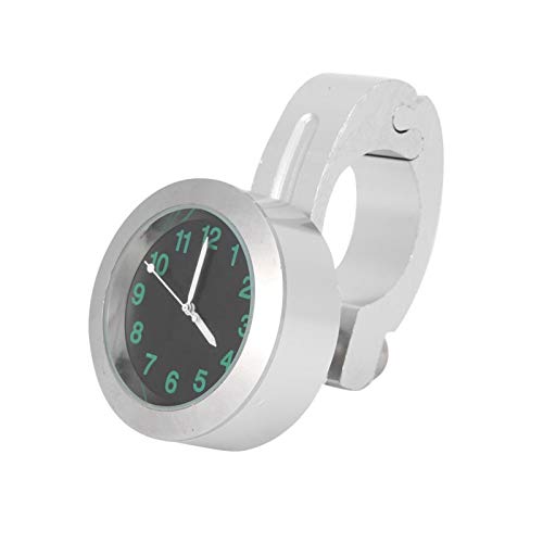 Motorraduhr, 7/8-1in Metall Universal Motorrad Lenkerhalterung Metall Handgriff Bar Uhr Zubehör(Silber)