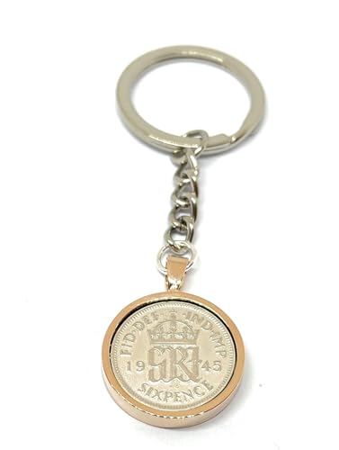 Cadeau 80e anniversaire pour maman ou papa : le porte-clés 1945 six pence