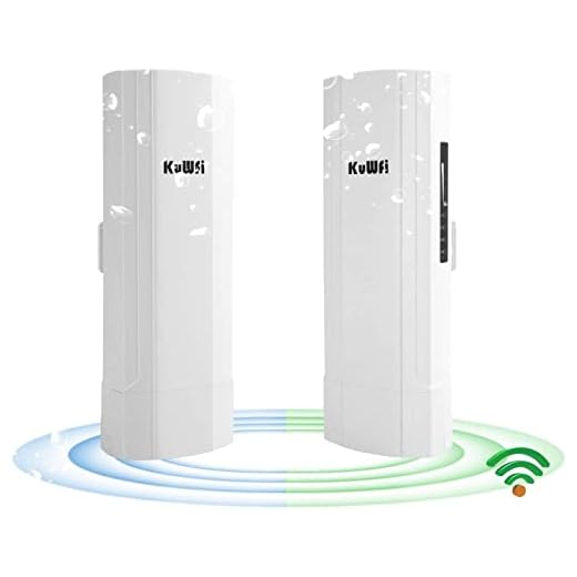KuWFi 900Mbps WLAN Access Point, 5km Outdoor Wireless Bridge, Outdoor WLAN Repeater, Richtfunk WLAN Set für IP-Kamera POE-Switch mit Gigabit RJ45 Port und 48V POE