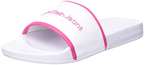 Calvin Klein Jeans Damen Badeschuhe Institutional Badelatschen, Weiß...