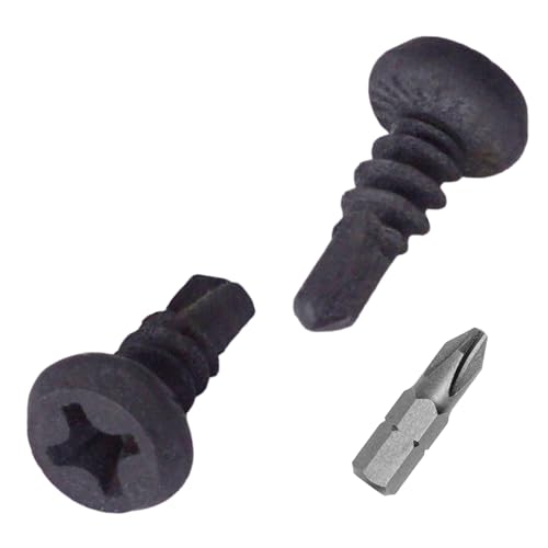 SKIR'CO (50 piezas) Tornillos autoperforantes de 3,9 x 11 mm, acabado de fosfato negro, cabeza Phillips, tornillos autorroscantes