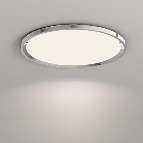 Plafonnier 48W chrome pour plafond de cuisine et luminaire de salle de bain rond mince