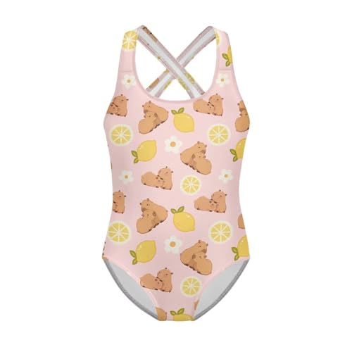 Image of One Piece Swimsuit for Girls Kids Quick Dry Bathing Suit with Crossback Strap Summer Beach Swimwear Size 5T-14