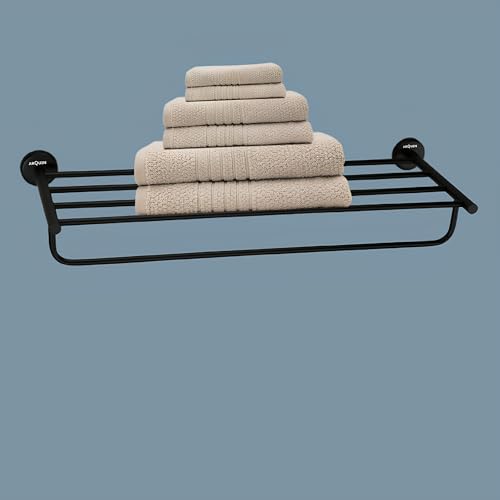 Image of ARQUIN Bathroom Towel Stand, Towel Holder 304 Grade Stainless Steel Towel Rack /Towel Rack /Bathroom Accessories Set, Cloth Towel Rod Organiser (Black Vita)