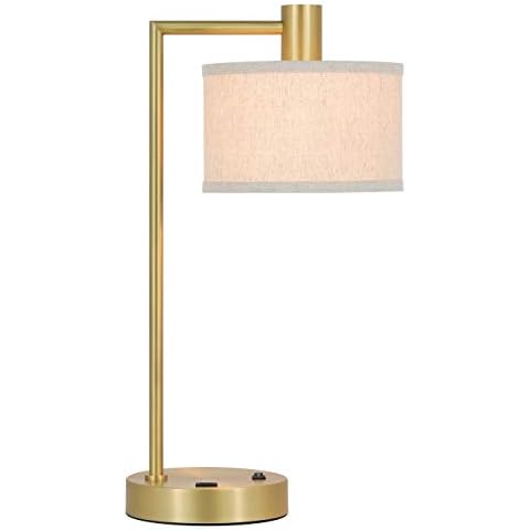 XiNBEi Lighting Table Lamp with USB Charging Port and Fabric Shade Cover