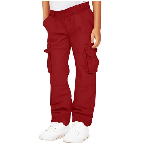 Mis Pedidos Pantalon Chandal Niño,Pantalones Cargo Largos para Chicos con Bolsillos Pantalones de Ocio Cintura Alta Elástico Jogger Pants Color Sólido Cómodos Pantalón Deportivos para Niños Niñas