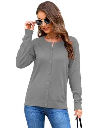 Image of Veryoung Women's 2026 Long Sleeve Lightweight Crewneck Casual Cardigan Sweater S-3XL