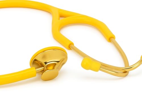 Image of Fidelis Healthcare Single Head Cardio Gold Stethoscope for Doctors and Medical Students, Nurses | Premium Acoustic Performance for Medical Professionals | Stethoscope with Soft Sealing Ear Knobs, Attractive & Stylish Look (Yellow)