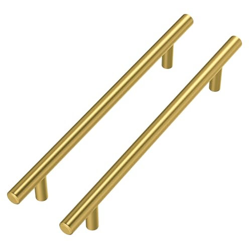 goldenwarm Lot de 5 Poignee Meuble Dorée Poignée Meuble Laiton Poignée Dorée -LS201GD160 Laiton Brossé Poignée Placard Cuisine Doree en Acier Inoxydable...