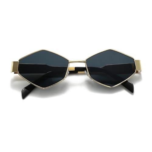YAMEIZE Retro Metal Frame Hexagon Sunglasses - 90s Vintage Classic Shades UV400 Protection for Women Men Outdoor4