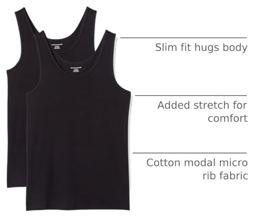 Image of Amazon Essentials Women's Slim-Fit Ribbed Scoop Neck Tank Tops, Pack of 2