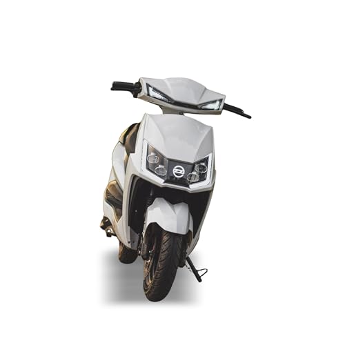 Image of MIOOX Electric Scooter with 60-70 km Range | 48V35AH Battery | Fast 3H Charging | Front Disc Brakes Rear Drum Brakes| Cruise Control, Reverse Mode, LED Lights | Lightweight 90 kg E-Scooty (White)