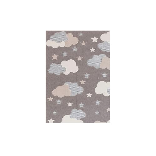 YATOLA Alfombras Alfombra Habitación Lavable Antideslizante Muy Suave Blanco Gris Salón o Dormitorio, Esponjosa de Cama Infantil Lavable Bebe Niña Niño De Juego Galaxia Estrella (Gris, 60X90CM)