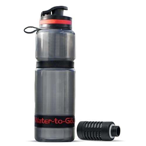 WATER TO GO Water Filter Bottle (Active 25oz/75cl) - Perfect for International Travel Hiking Camping and Backpacking - Incl. 3-in-1 Purifier Filter. BPA-Free Plastic