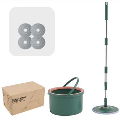 SHCHNA Bodenwischer Wischer Boden Wischmopp Und Eimer-Set, Flacher Bodenwischer Und Eimer Mit Wringer-Set Mit 4 Waschbaren Pads, Trocken- Und Nasswischer Wischer Boden Wischmop – Bild 4