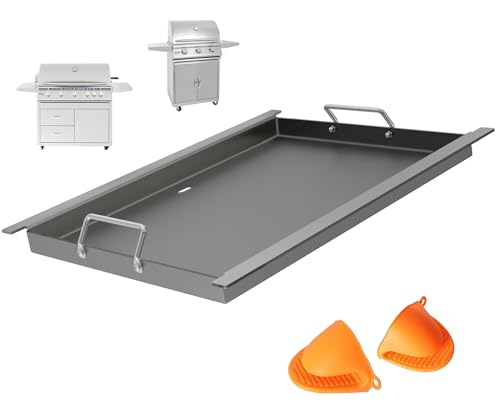 Image of Full Size Griddle Insert for Blaze 4 /5 Burner BLZ-4LTE BLZ-5 Grill Parts | For summerset sizzler 32 inch& 40'' RCS RJC32A, AOG grill part, no coating griddle with gloves, even heating, 29''L x 17.9''W