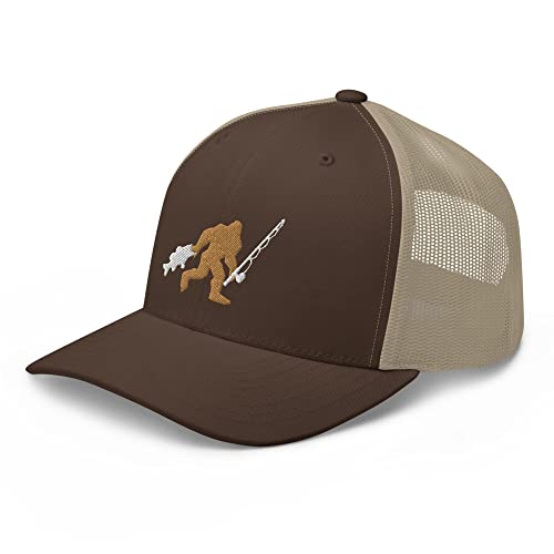 Bassquatch Fishing Hat - Bigfoot Fishing Trucker Cap Brown/Khaki Khaki Brown One Size #TOP3