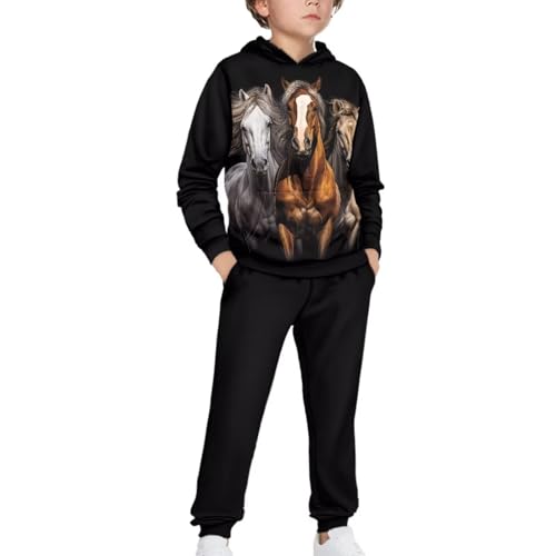 WELLFLYHOM Boys Hoodie and Jogger Pant Sets Graphic Sweatsuit Long Sleeve Sweatshirt and Sweatpants (5-12T)