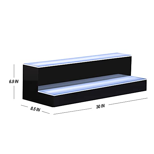 Image of MESAlLUP Acrylic 30 Inch 2 Tier LED Liquor Bottle Display Shelf, Lighted Bar Shelves with APP or Remote Control, Mulit Color Lighting for Home Mini Bars Decor, Restaurants & Party Use
