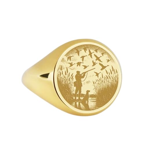 Chevalière ronde 14 x 14 mm en argent : cadeau idéal chasseur