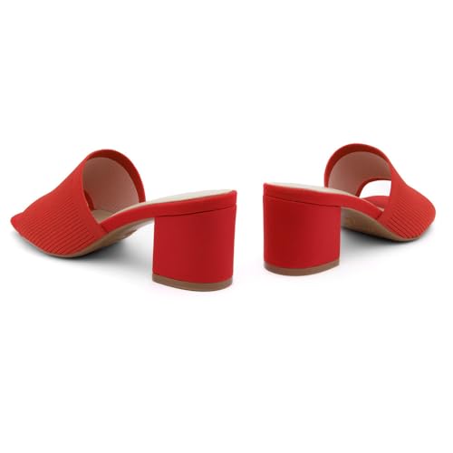 Image of Herstyle Square Open Toe Heeled Sandals for Women 2.5 Inch Low Block Chunky Heel Sandals Slip-On Mules Comfortable Dress Shoes for Party Wedding Office