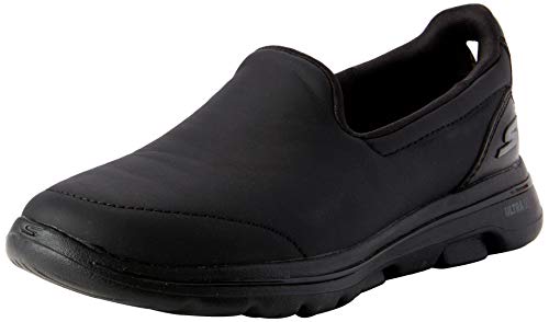 Skechers Performance Go Walk 5-Polished, Zapatillas Mujer, Negro (BBK Black Leather/Trim), 42 EU