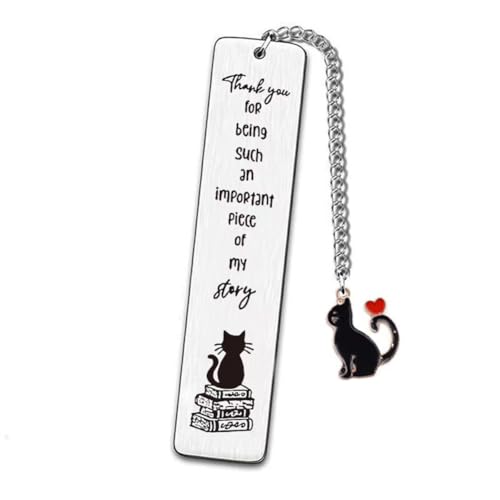 Lihonzhi Metal Cat Pendant Bookmark - Thank You Appreciation Gifts for Book Lovers, Teachers, Colleagues, Graduation, Mother’s Day