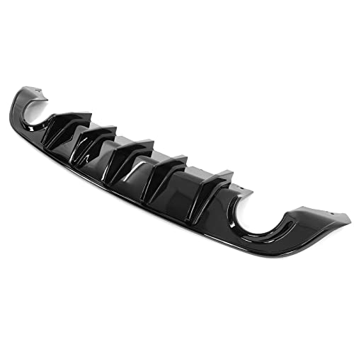IKON MOTORSPORTS, Rear Bumper Diffuser Compatible with 2015-2023 Dodge Charger, IKON V1 Style Gloss Black PP Rear Diffuser Lip with 5 Shark Fins Part, 2016 2017 2018 2019 2020 2021