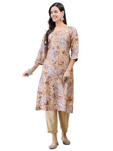 Image of Shree Women Liva (Rayon) White Floral Print Kurta