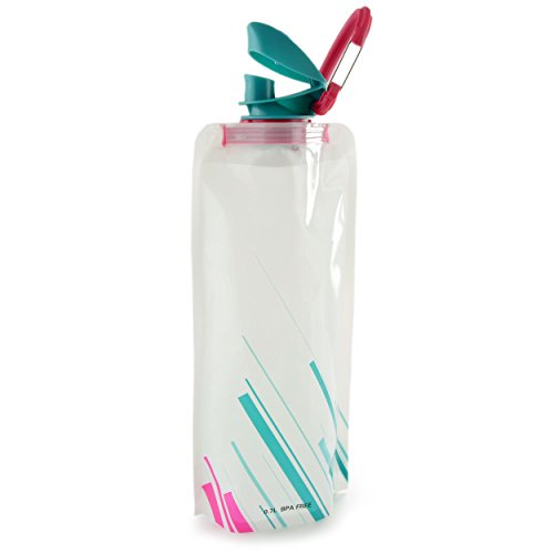 Ganzoo Trink-Tüte Festival mit Karabiner, 3 Stück, Trinkflasche 700 ml, faltbar, Wasser-Flasche 0,7 Liter, Behälte, Beutel, Trinkblase für Festival, Outdoor Camping Sport Flasche