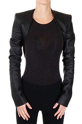 Womens Leather Shrug Lambskin Leather Crop Moto Bolero Shrug Black Jacket Slim Fit WJ015
