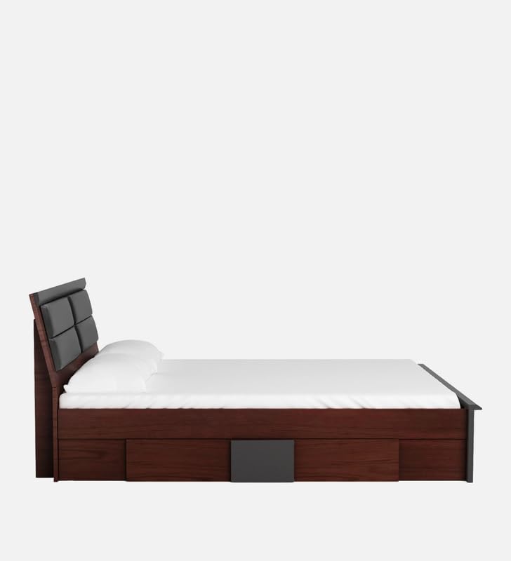 Image of Mintwud Pepperfry Engineered Wood King Size Bed with Drawer Storage | Wooden Double Bed Cot Palang Furniture with Headboard for Bedroom Living Room Home and Hotel (Wenge Finish)