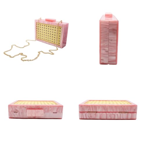 Image of RomanticDesign Women Acrylic Handbag Rattan Woven Pattern Square Box Crossbody Handbag Shoulder Bag Chain Purse