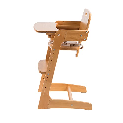 roba Treppenhochstuhl Kid Up - Essbrett abnehmbar - Mitwachsender Hochstuhl für Babys und Kinder - mit 3 Punkte Gurt - Holz natur