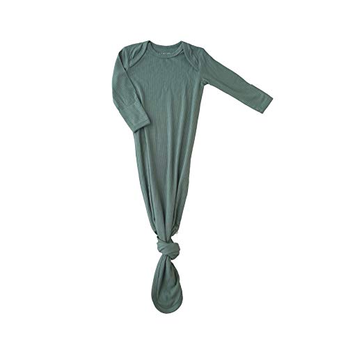 Wallaby Kids Extra Tall Knotted Baby Gown, Super Soft Bamboo Newborn Sleeper for Baby Girl and Boy, 0-3 Months, Sage