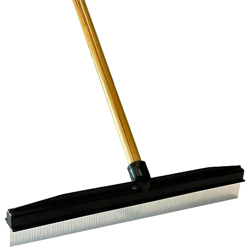 Room Groom Carpet Rake and Groomer with Wood 60' Handle, Sturdy Design, Carpet Brush Ideal for Pet...