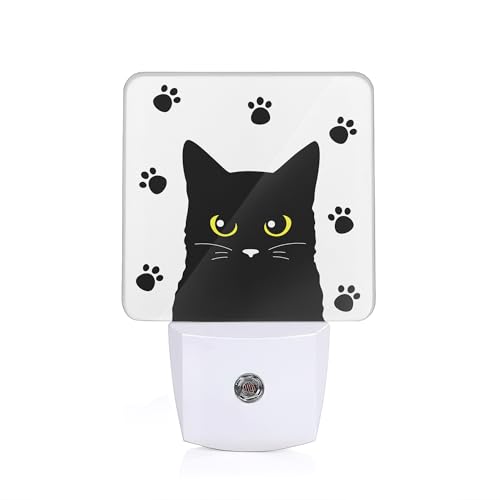 Image of YASHILAIYA Cat Night Light,Funny Black Cat Night Lights Plug into Wall LED Dusk to Dawn Light Sensors Indoor Home Decor NightLights for Bedroom Bathroom Stairs Hallway for Girls Women