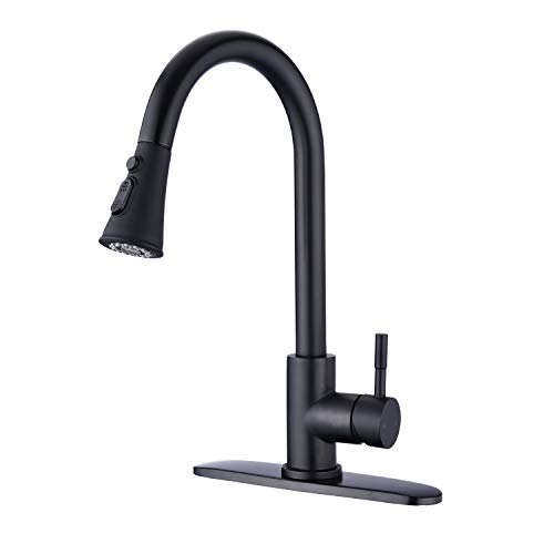 Robinet de cuisine avec pulvérisateur extractible en acier inoxydable noir mat moderne