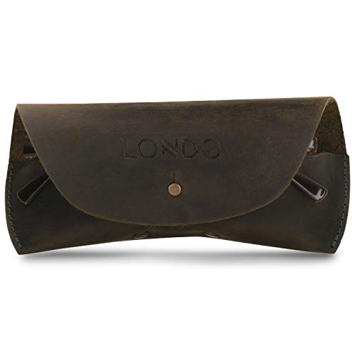 Image of Londo Genuine Leather Eyeglasses & Sunglasses Case with Button Closure