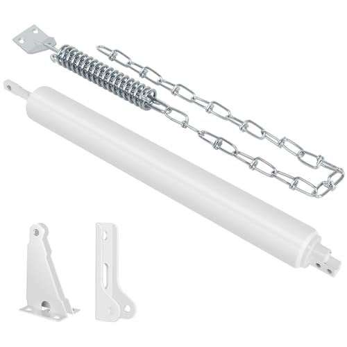Storm Door Closer White Heavy Duty Screen Door Closers with Protector Chains Spring Compatible with Andersen/Emco/Larson/40201 (Closer and Chain 1 Pack(White))