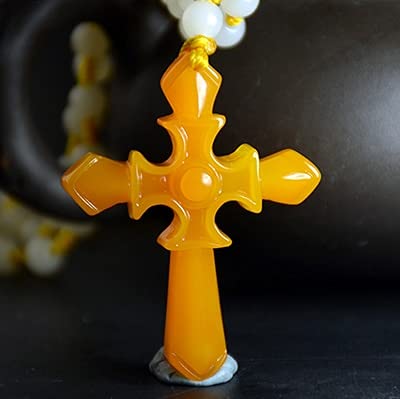 Ciondolo Croce In Giada Verde Con Catena - Placcato Oro 18K - Gioiello Donna